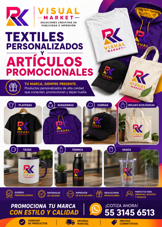 IMPRESIÓN DE TEXTILES PERSONALIZADOS Y ARTICULOS PROMOCIONALES